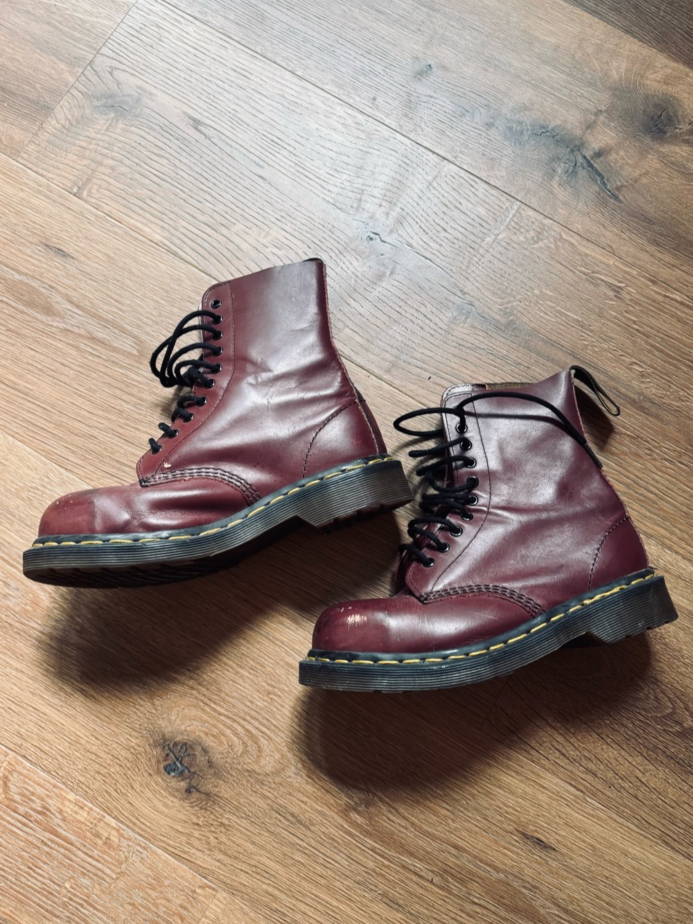 Vintage MADE IN ENGLAND Steel Toe Dr. Martens Oxblood Boots